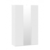 Шкаф для одежды Порто 580 с 2 глухими и 1 зеркальной дверями (Белый Жемчуг, Белый софт)